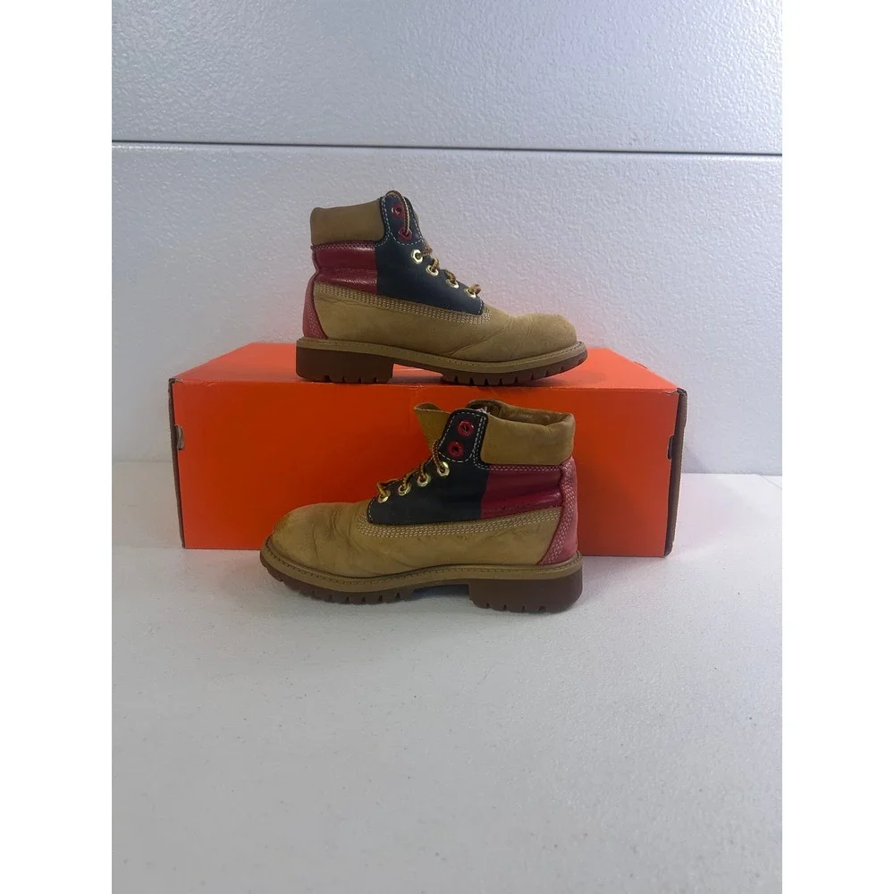 Timberland 6 Inch Premium Multi Color Block Wheat Size 13 Kids #2838
